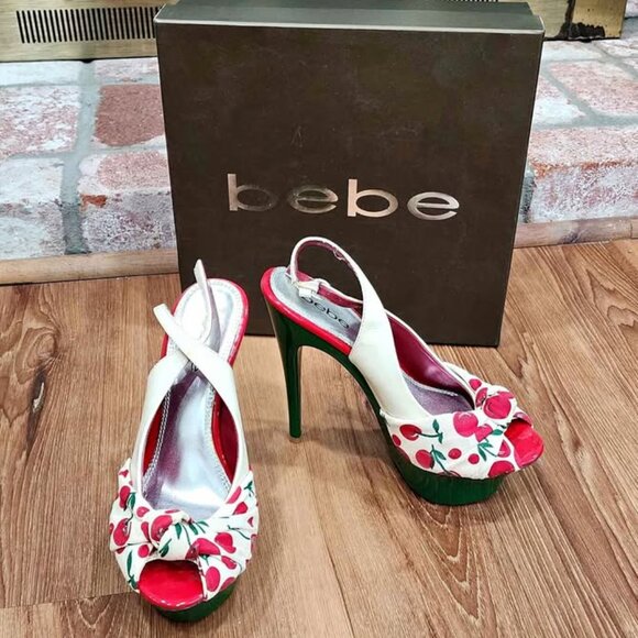 This is a pair of Bebe brand high-heeled sandals. - Picture 2 of 3